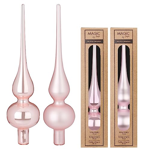 Inge-glas Christbaumspitze Glas 26cm x 1 Stück Matt oder Glanz Sortiert Hellrosa Lovely Magnolia von Inge-glas