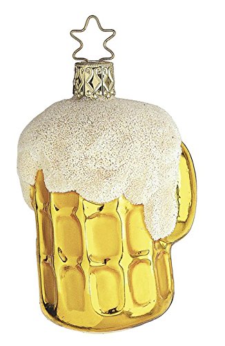 Christmas tree decoration glass 8 cm Bavarian beer mug measure hand blown hand painted Christmas balls gold von Inge-glas