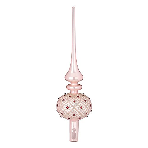 Inge-glas Dekorierte Spitze 31cm Pearly Rose | Weihnachtsbaumspitze rosa mit Glitzersteinen | Christbaumspitze verziert (rosa) von Inge-glas