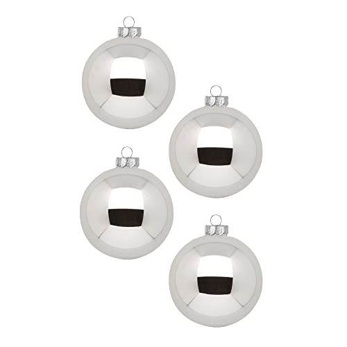 INGE-Glas Magic Weihnachtskugeln 12 STK 8cm | Schöne Christbaumkugeln aus Glas | Große Kugeln in Karton-Box | Christbaumschmuck Weihnachtsbaumschmuck Weihnachtsbaumkugeln (Shiny Silver) von Inge-glas