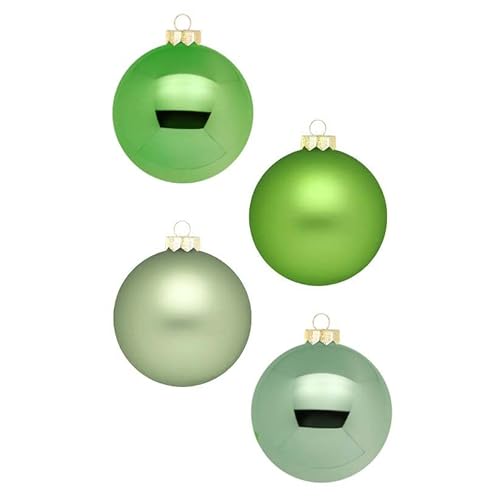 INGE-Glas Magic Weihnachtskugeln 12 STK 8cm | Schöne Christbaumkugeln aus Glas | Große Kugeln in Karton-Box | Christbaumschmuck Weihnachtsbaumschmuck Weihnachtsbaumkugeln (Sparkling Nature | Grün) von Inge-glas