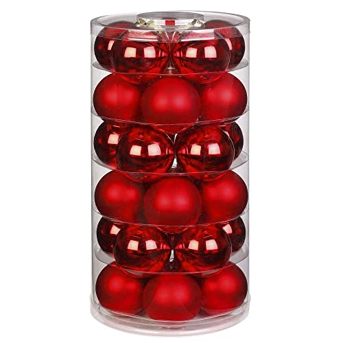 INGE-Glas Magic Weihnachtskugeln | Schöne Christbaumkugeln aus Glas | 30 Kugeln in Dose | Christbaumschmuck Weihnachtsbaumschmuck Weihnachtsbaumkugeln (Merry Red | klassisches rot), 6cm von Inge-glas