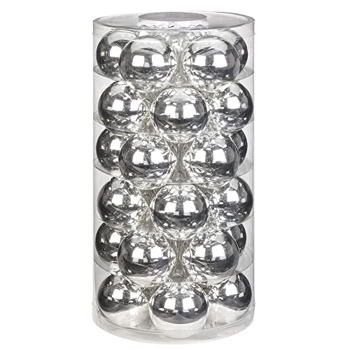 INGE-Glas Magic Weihnachtskugeln | Schöne Christbaumkugeln aus Glas | 30 Kugeln in Dose | Christbaumschmuck Weihnachtsbaumschmuck Weihnachtsbaumkugeln (Shiny Silver | Silber glänzend), 6cm von Inge-glas
