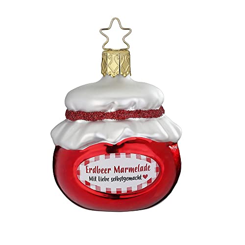 Inge-glas - Christbaumschmuck, Weihnachtsbaumschmuck - Erdbeer Marmelade - Glas - Farbe: rot - Höhe 7 cm von Inge-glas
