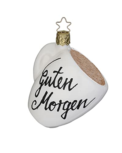 Inge Glas - Christbaumschmuck, Weihnachtsbaumschmuck - Kaffeeduft - Glas - Farbe: weiß - Höhe 8,5 cm von Inge-glas