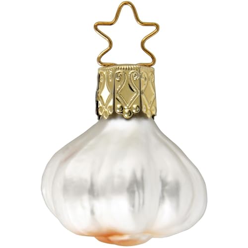 Inge-glas - Christbaumschmuck, Weihnachtsbaumschmuck - Mini Knoblauch - Glas - Farbe: weiß - Höhe 3,5 cm von Inge-glas