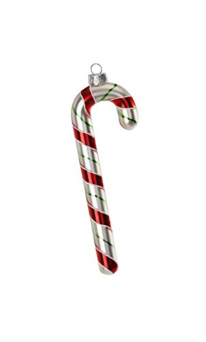 Christbaumschmuck Glas 16cm Zuckerstange mundgeblasen handbemalt Candy Cane Weihnachtskugeln rot von Inge-glas