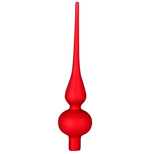 Inge Glas Christbaumspitze 26cm | Weihnachtsbaumspitze aus Glas | Hochwertige Spitze für den Weihnachtsbaum Weihnachten (Rot Matt | Merry Red & Mille Fiori) von Inge-glas