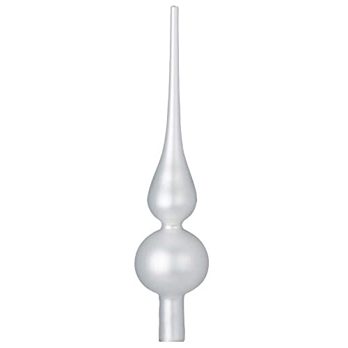 Inge-glas Christbaumspitze 26cm | Weihnachtsbaumspitze aus Glas | Hochwertige Spitze für den Weihnachtsbaum Weihnachten (Weiß Matt | Just White) von Inge-glas