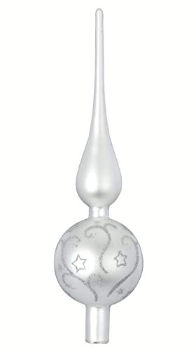 Inge-Glas Christbaumspitze Ornament Glas 32cm Ornament Baumspitze Baumschmuck Weihnachtsbaumspitze Baumspitze Geschenk Germany Spitze Farbe: weiß matt von Inge-glas