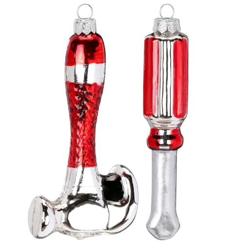 Inge Glas Magic Christbaumschmuck Geschenkset Werkzeug | Weihnachtskugel Hammer & Schraubenzieher | Christbaumkugel Weihnachtsbaumfigur Figur von Inge-glas
