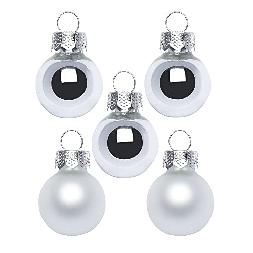 Inge Glas Magic Mini-Weihnachtskugeln 2cm 25 Stück | kleine Christbaumkugeln in Karton-Box (Frosty Silver | weiß Silber) von Inge-glas