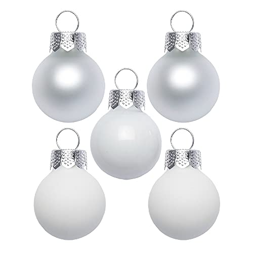 Inge Glas Magic Mini-Weihnachtskugeln 2cm 25 Stück | kleine Christbaumkugeln in Karton-Box (Just White | weiß Glanz matt) von Inge-glas