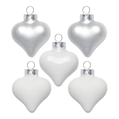 Inge Glas Magic Mini-Weihnachtskugeln Herz | 8 Herzen 4cm aus Glas | in Karton-Box (Just White | weiß Glanz/matt) von Inge-glas