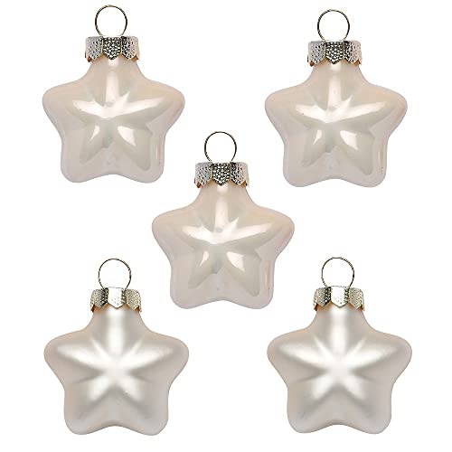 Inge Glas Magic Mini-Weihnachtskugeln Sterne 4cm 8 STK | Weihnachtsbaumanhänger Sterne aus Glas | in Karton-Box (Champagne | beige Glanz matt) von Inge-glas