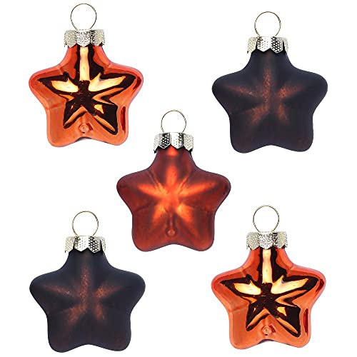 Inge Glas Magic Mini-Weihnachtskugeln Sterne 4cm 8 STK | Weihnachtsbaumanhänger Sterne aus Glas | in Karton-Box (Shiny Chestnut | orange braun) von Inge-glas