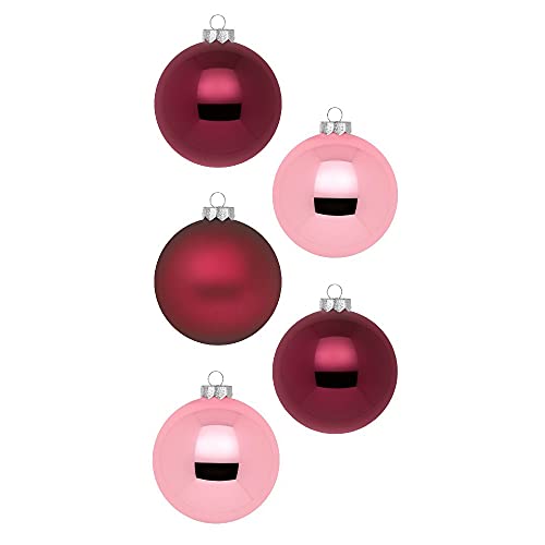 Inge Glas Magic Weihnachtskugeln klein | 36 Kugeln 4cm | Christbaumkugeln aus Glas (Berry Kiss | rosa Bordeaux) von Inge-glas