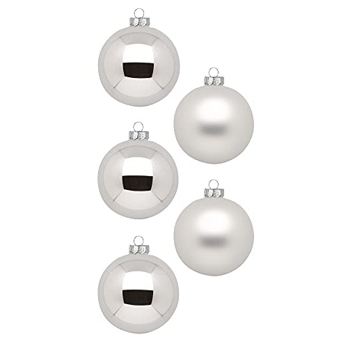 Inge Glas Magic Weihnachtskugeln klein | 36 Kugeln 4cm | Christbaumkugeln aus Glas (Frosty Silver | Silber weiß) von Inge-glas