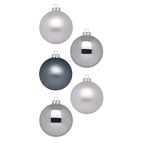 Inge Glas Magic Weihnachtskugeln klein | 36 Kugeln 4cm | Christbaumkugeln aus Glas (Hazy Grey | grau matt/Glanz) von Inge-glas