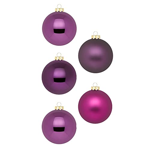 Inge Glas Magic Weihnachtskugeln klein | 36 Kugeln 4cm | Christbaumkugeln aus Glas (Purple Deluxe | Lila Violett) von Inge-glas