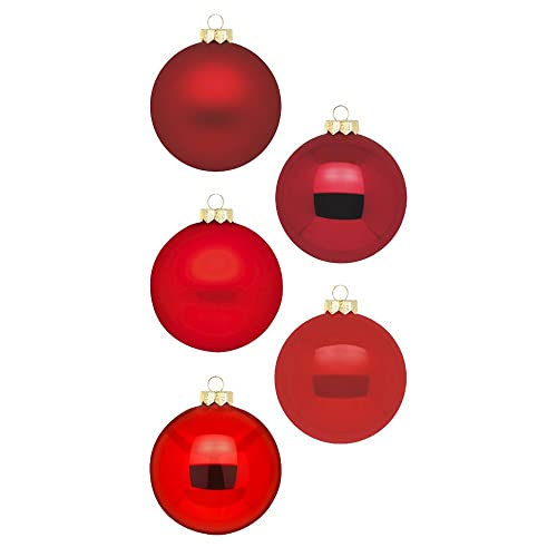 Inge Glas Magic Weihnachtskugeln klein | 36 Kugeln 4cm | Christbaumkugeln aus Glas (Ruby Red | rot matt/Glanz) von Inge-glas
