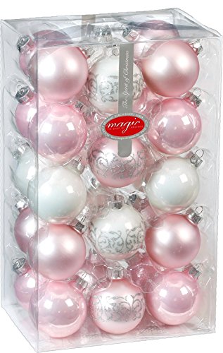 Inge Glas Magic Weihnachtskugeln verziert Sterne | Christbaumkugeln Sortiment 28-teilig Kugeln 6cm | Echtes Glas (Noble Rose Ornamente) von Inge-glas