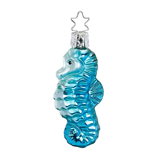 Inge Glas - Seepferdchen - Christbaumschmuck, Baumschmuck - Blau - Glas - 7,5 cm - 1 Stück von Inge-glas