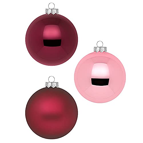 Inge Glas Weihnachtskugeln 10cm in Karton-Box | 6 XL Christbaumkugeln groß | Kugeln aus Glas (Berry Kiss | weinrot rosa) von Inge-glas