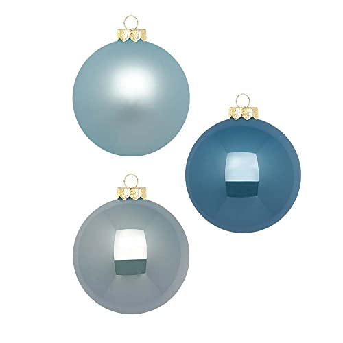 Inge Glas Weihnachtskugeln 10cm in Karton-Box | 6 XL Christbaumkugeln groß | Kugeln aus Glas (Elysian Blue | blau) von Inge-glas