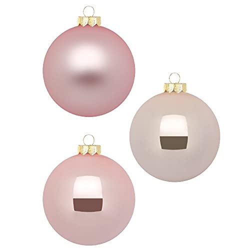 Inge Glas Weihnachtskugeln 10cm in Karton-Box | 6 XL Christbaumkugeln groß | Kugeln aus Glas (Pearly Rose | beige rosa) von Inge-glas