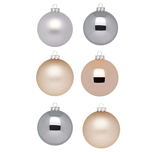 Inge Glas Weihnachtskugeln | Christbaumkugeln aus Glas | Christbaumschmuck 30 Kugeln | Weihnachtsbaumschmuck Weihnachtsbaumkugeln (Glowing Mountains beige grau) von Inge-glas