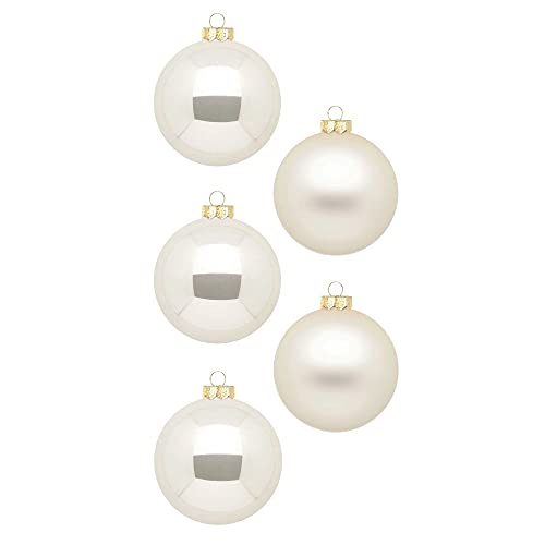 Inge Glas Weihnachtskugeln | Schöne Christbaumkugeln aus Glas | 20 Kugeln in Karton-Box | Christbaumschmuck Weihnachtsbaumschmuck Weihnachtsbaumkugeln (Champagne | beige Glanz/matt) von Inge-glas