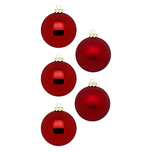 Inge Glas Weihnachtskugeln | Schöne Christbaumkugeln aus Glas | 20 Kugeln in Karton-Box | Christbaumschmuck Weihnachtsbaumschmuck Weihnachtsbaumkugeln (Chianti | dunkelrot Glanz/matt) von Inge-glas