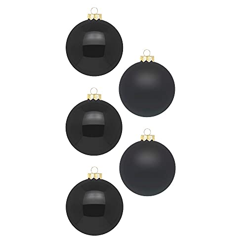 Inge Glas Weihnachtskugeln | Schöne Christbaumkugeln aus Glas | 20 Kugeln in Karton-Box | Christbaumschmuck Weihnachtsbaumschmuck Weihnachtsbaumkugeln (Ebony Black | schwarz Glanz/matt) von Inge-glas