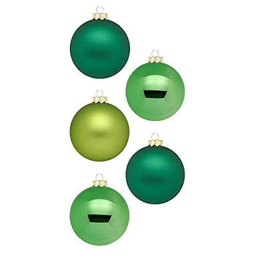 Inge Glas Weihnachtskugeln | Schöne Christbaumkugeln aus Glas | 20 Kugeln in Karton-Box | Christbaumschmuck Weihnachtsbaumschmuck Weihnachtsbaumkugeln (Evergreens | dunkelgrün grün) von Inge-glas
