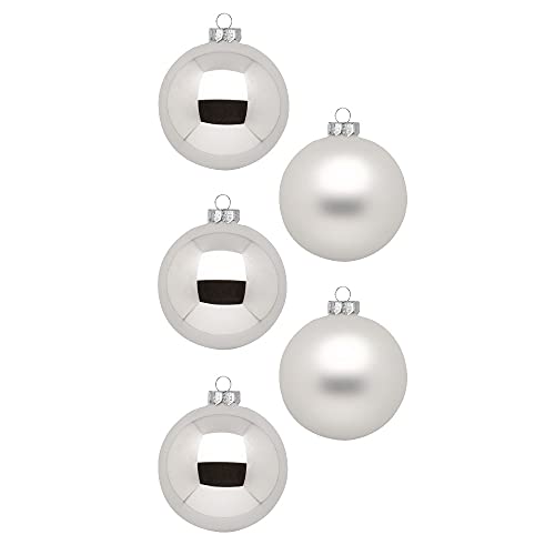 Inge Glas Weihnachtskugeln | Schöne Christbaumkugeln aus Glas | 20 Kugeln in Karton-Box | Christbaumschmuck Weihnachtsbaumschmuck Weihnachtsbaumkugeln (Frosty Silver | Silber weiß) von Inge-glas