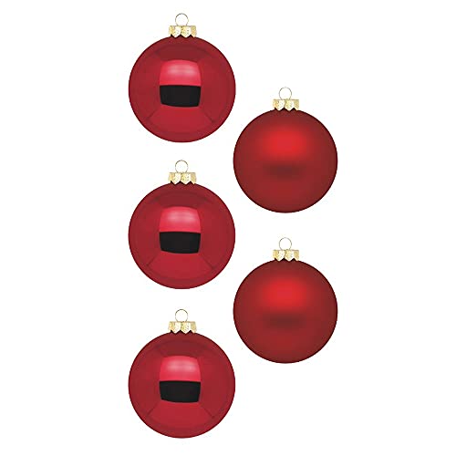 Inge Glas Weihnachtskugeln | Schöne Christbaumkugeln aus Glas | 20 Kugeln in Karton-Box | Christbaumschmuck Weihnachtsbaumschmuck Weihnachtsbaumkugeln (Ochsenblut | rot Glanz/matt) von Inge-glas