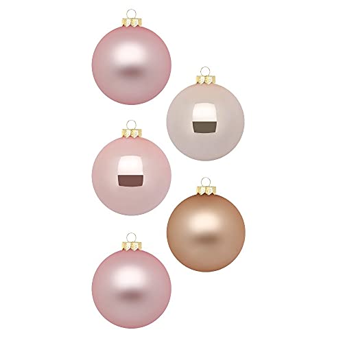 Inge Glas Weihnachtskugeln | Schöne Christbaumkugeln aus Glas | 20 Kugeln in Karton-Box | Christbaumschmuck Weihnachtsbaumschmuck Weihnachtsbaumkugeln (Pearly Rose | beige rosa) von Inge-glas