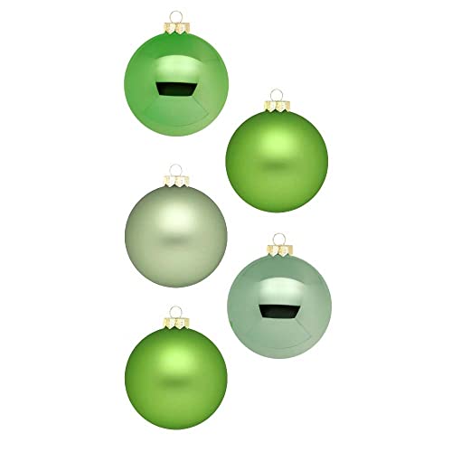 Inge Glas Weihnachtskugeln | Schöne Christbaumkugeln aus Glas | 20 Kugeln in Karton-Box | Christbaumschmuck Weihnachtsbaumschmuck Weihnachtsbaumkugeln (Sparkling Nature | grün) von Inge-glas