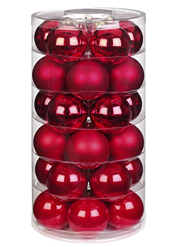Inge Glas Weihnachtskugeln | Schöne Christbaumkugeln aus Glas | 30 Kugeln in Dose | Christbaumschmuck Weihnachtsbaumschmuck Weihnachtsbaumkugeln (Ruby Red | rot Glanz/matt) von Inge-glas
