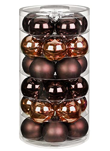 Inge Glas Weihnachtskugeln | Schöne Christbaumkugeln aus Glas | 30 Kugen in Dose | Christbaumschmuck Weihnachtsbaumschmuck Weihnachtsbaumkugeln (Cognac Diamond | braun) von Inge-glas