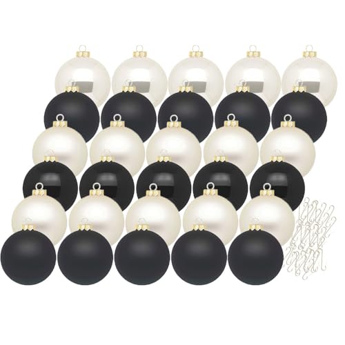 Inge Glas Weihnachtskugeln mit Haken | Schöne Christbaumkugeln aus Glas | Set 30 Kugeln und 40 Aufhänger | Christbaumschmuck Weihnachtsbaumkugeln (Moonlight Shadow) von Inge-glas