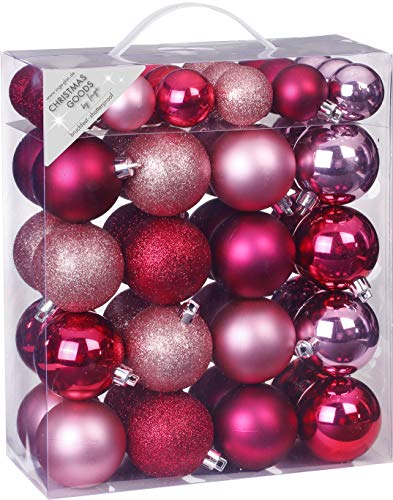 Inge-glas 50 Christbaumkugeln Kunststoff 4cm und 6cm Kugelbox 50 teilig Bright Berry Beere von Inge-glas