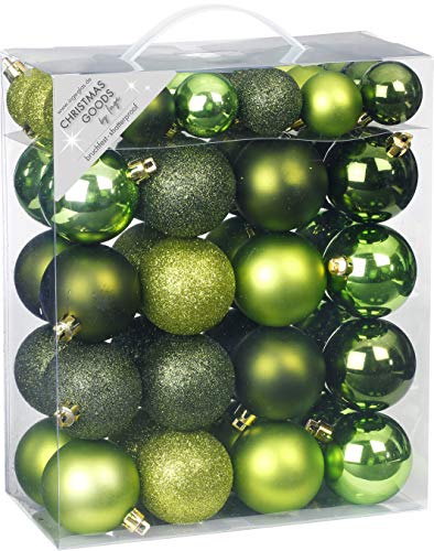 Inge-glas 50 Christbaumkugeln Kunststoff 4cm und 6cm Kugelbox 50 teilig Great Green/moosgrün hellgrün von Inge-glas