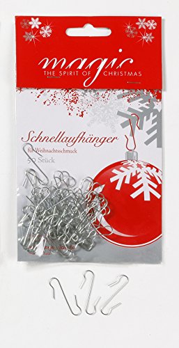 Inge-glas 50 Stück Christbaumkugel Aufhänger Metall Silber // S Hacken Schnellaufhänger Kugelaufhänger von Inge-glas