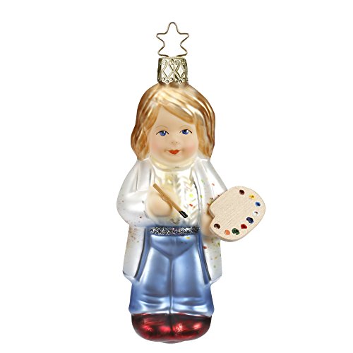 Inge-glas - Christbaumschmuck, Baumschmuck - Ich mal dir was, Maler - Höhe: 11 cm - mundgeblasen von Inge-glas