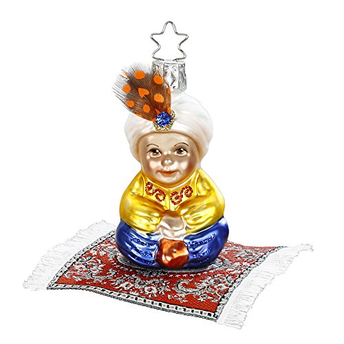 Inge-glas - Christbaumschmuck, Baumschmuck - Kleiner Muck mit fliegendem Teppich - Höhe: 7 cm - mundgeblasen von Inge-glas