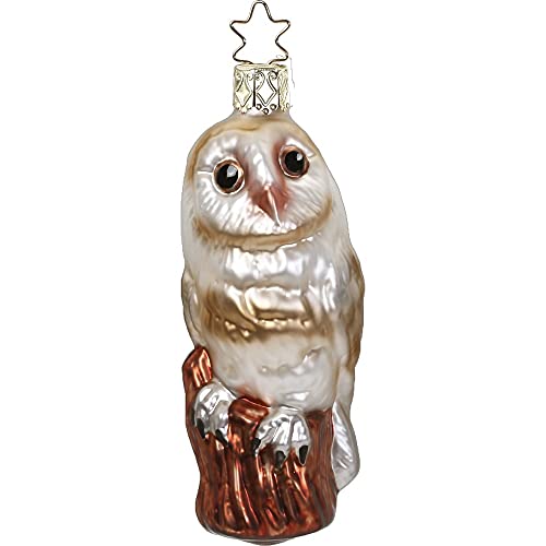 Inge-glas - Christbaumschmuck, Baumschmuck - Schleiereule, Eule - Glas - mundgeblasen - Größe: 9,5 cm von Inge-glas