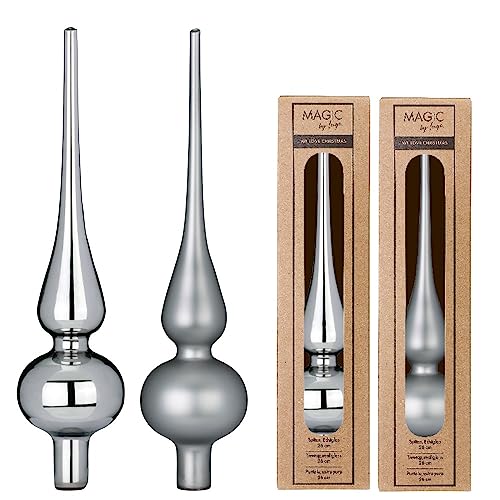 Inge-glas Christbaumspitze Glas 26cm x 1 Stück Matt oder Glanz Sortiert grau dunkelgrau Hazy Grey von Inge-glas
