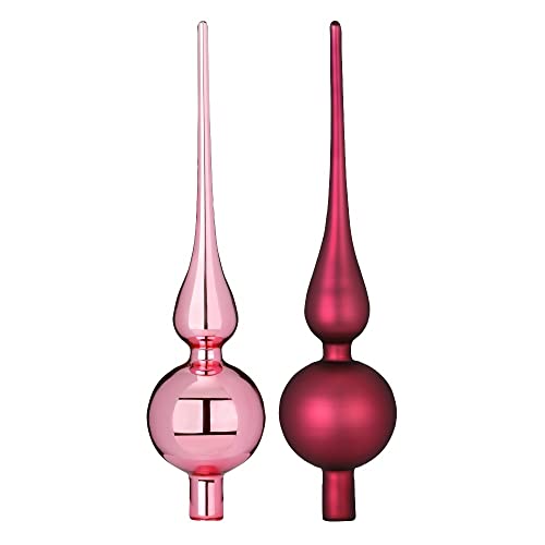Inge-glas Christbaumspitze Glas 28cm x 1 Stück Matt oder Glanz Sortiert Weihnachtsbaumspitze Beere Berry Kiss, Silber,rot,rosa von Inge-glas